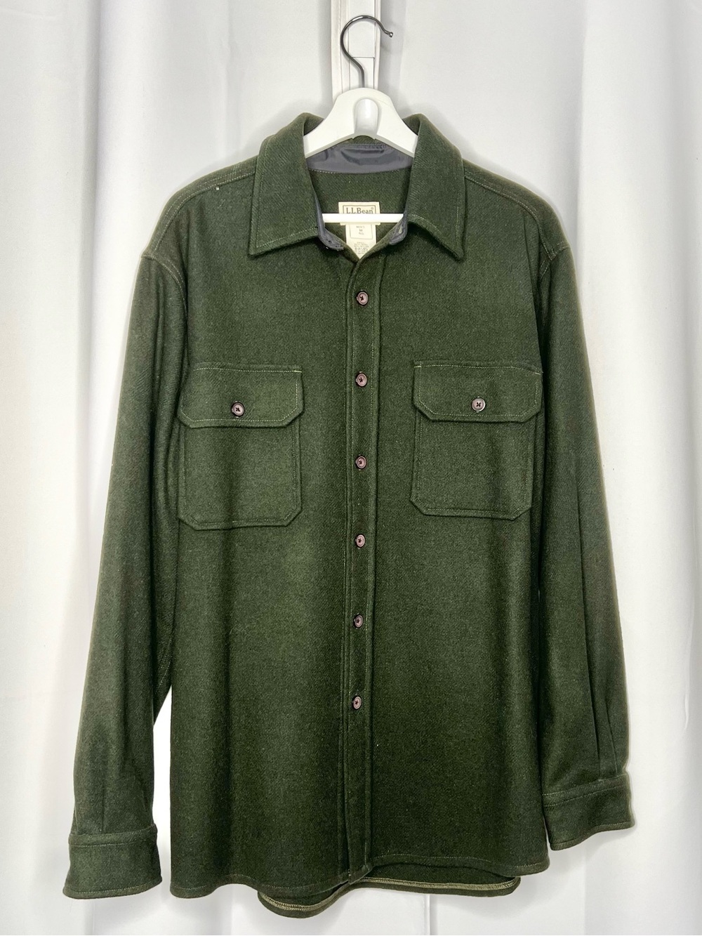 ❗️AS-IS❗️L.L.BEAN MEN’S WOOL BLEND SHIRT JACKET GREEN SIZE M MOTH HOLES